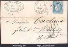 FRANCE LETTRE POUR MULHOUSE ETOILE N°17 + TAXE TAMPON ALLEMANDE 20 DU 06/12/1871