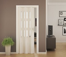 Porte accordéon pliante PVC avec serrure et verre satiné interior H 214x88,5 cm