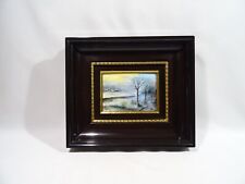 ANCIEN CADRE TABLEAU EMAUX LIMOGES P BONNET MOF PAYSAGE NEIGE ENAMELS ALTE EMAIL