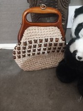Sac vintage en paille perlée italien