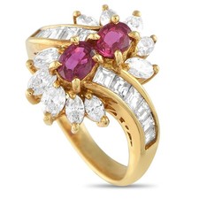 Exclusive 18K Yellow Gold 1.50ct Diamond and Ruby Ring
