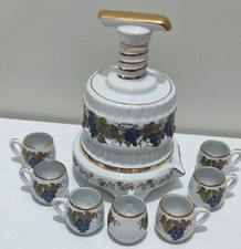 ?Service carafe motif raisins style pressoir à vin et 07 tasses Vintage 
