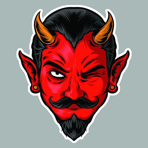 Diable rouge moustache - moustache, tete