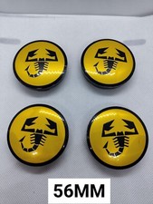 4 Cache Moyeu Centre De Roue Abarth jaune 56mm