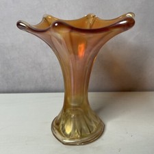 Petit vase verre irisé carnaval souci (carnival marigold) DLG Northwood / Fenton