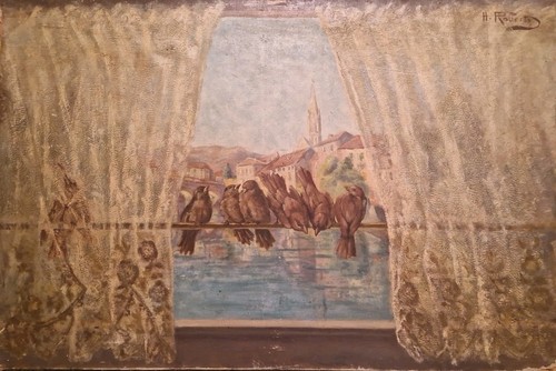 Tableau peinture hst vue aux - tableau,