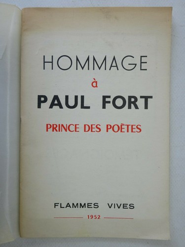 Hommage paul fort prince - fort,,