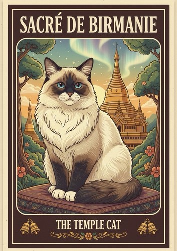 Affiche poster chat sacré - sacré, de
