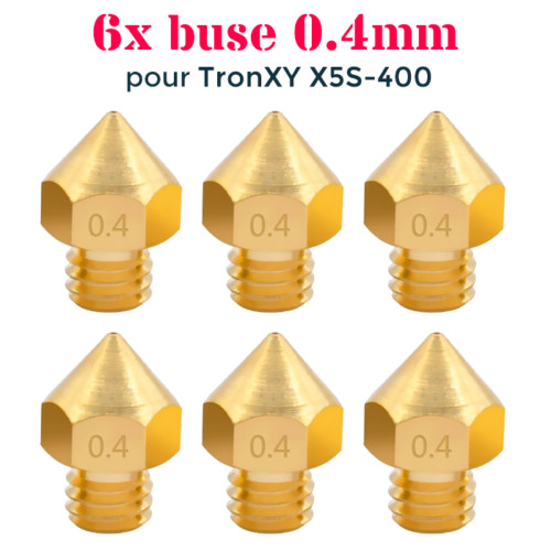 Lot buse 4mm pour tronxy - 6x, 0.4mm