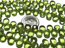 8" Strand PERIDOT 6-8mm Faceted Teardrop Beads AAA NATURAL /T2