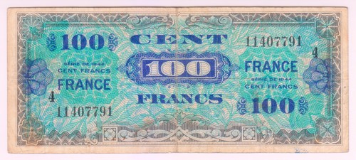 1944 france 100 francs - france,