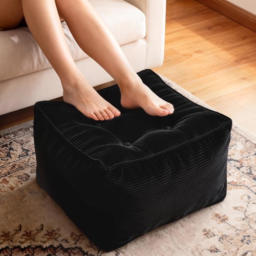 Square corduroy pouf ottoman - square,