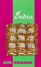 Original Poster - Mathieu G. - Air France - India - Taj Mahal - Airplane- 1967