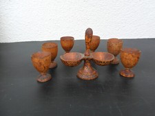 ENSEMBLE 6 COQUETIERS ET SEL ET POIBRE EN BOIS PYROGRAVE VINTAGE
