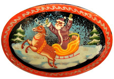 Broche Pere Noël, Broche en Papier mâché peint Cadeau Noel pas cher et original 