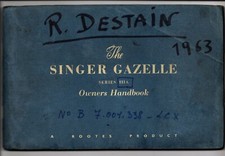 The Singer Gazelle Série IIIA - Owners Handbook - Eds. Singer Motors LTD - 1959