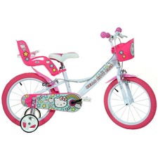 Vélo 14 Hello Kitty Club Pour Fille Avec Roues Et Panier Porte Poupée Dino Bikes