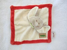 Doudou Bengy Eléphant Plat Gris Beige Bord Rouge Jungle tbe