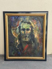 Magnifique  huile sur toile par Robert Falcucci 1900-1982 "portrait du Christ "