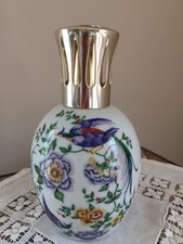 ANCIENNE LAMPE BERGER EN PORCELAINE DE LIMOGES  DECOR OISEAU DE PARADIS