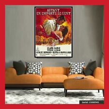 TOILE COTON AFFICHE FR CINEMA SORTIE FILM POSTER AUTANT EN EMPORTE LE VENT DVD