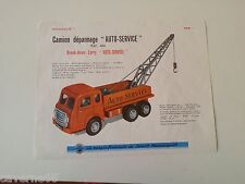 PLANCHE JOUSTRA CAMION DEPANNAGE AUTO SERVICE PROVENANT DU CATALOGUE 1960 TARIF