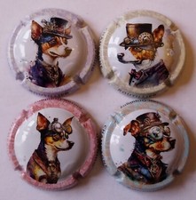 4 BELLES CAPSULES CHAMPAGNE BOUTILLIER GUINAND CHIENS A CHAPEAUX REF N°12 a 12c