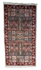 Tapis Tunisien Vintage Soie Artificielle – Rouge/Bleu – 51 x 97 cm – Rug