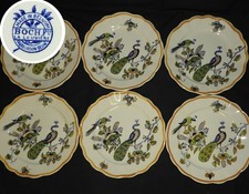 BOCH - LA LOUVIERE Années 30 Décor au PAON : x6 assiettes plates 22 cm (TBE)