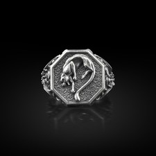 Bague chevalière panthère en argent sterling gravée chat animal nature bijoux...