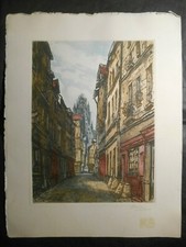 rue de Rouen Eau Forte Signee