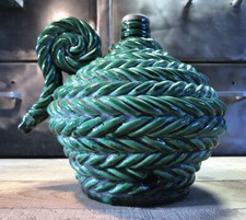 Rare Pied De Lampe Poterie Émaillée 50’s Signée Clarb Fait Main L 18 Cm