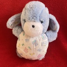 🇫🇷 Vintage BOULGOM peluche Doudou Chien Lapin Ours Bleu Toile Animaux TTBE