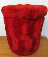 Ancien Pouf Coffre Moumoute Rouge Vintage Année 70 (Réf : Hang  )