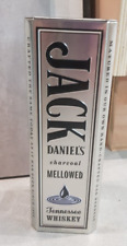 BOITE FLACON EN METAL GRIS METALISE SCOTCH WHISKY JACK DANIEL'S AVEC COUVERCLE