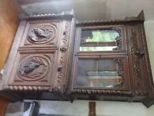 buffet bahut et vitrine style de chasse Henri IV excellent état chêne foncé