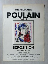 Affiche MICHEL MARIE POULAIN Exposition Peintures Galerie Breughel PARIS 1956
