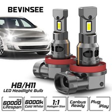 Bevinsee 2x H11 H8 H9 Ampoules de Phare LED Canbus Sans Erreur Lampe Blanc Froid