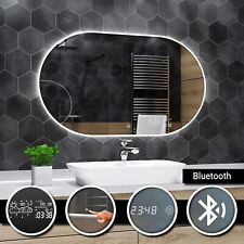 HAMBOURG éclairé del Miroir salle de bain Bluetooth Touche Horloge temps