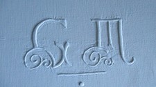 Vintage French Metis Linen Trousseau Sheet Monogram GM. Ladder-work. V.G.Cond