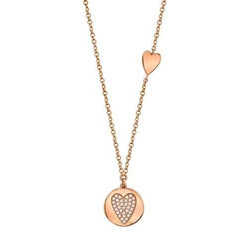 14k rose diamant collier - or,