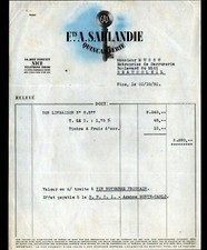 NICE (06) QUINCAILLERIE SERRURERIE "Ets. A. SARLANDIE" Facture en 1931