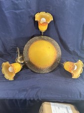 Lustre en pâte de verre 3 tulipes signe Vianne