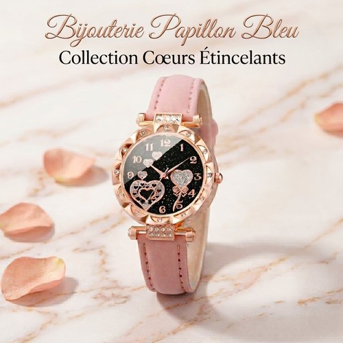 Montre cœurs étincelants - montre,
