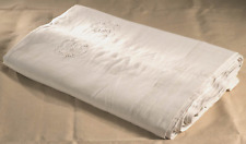 DRAP EN LIN ANCIEN 19ème BRODÉ MAIN DRAP MONOGRAMME CB 3,20mx2,10m