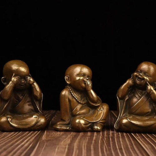 Set brass monk figurines see - set,