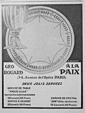 PUBLICITÉ DE PRESSE 1912 service de table GEO ROUARD vieux Lille A LA PAIX