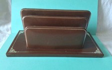 ANCIEN RANGE COURRIERS LETTRES CUIR MARRON MARQUE CP, Liseré Doré VACHETTE 1970