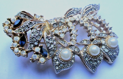 Ancienne grande broche couleur