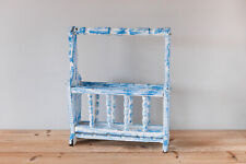 Porte Revue Vintage en Bois peint en Bleu et Blanc